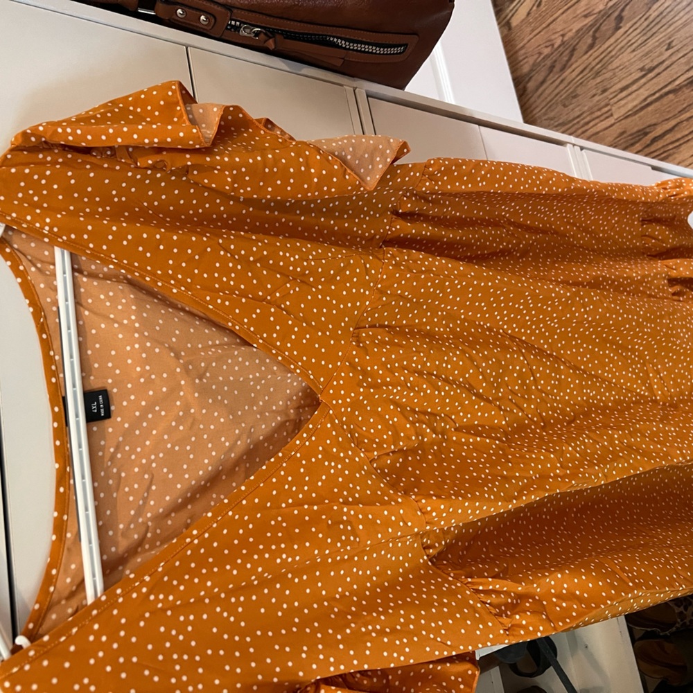 Yellow with white polkadots flutter sleeve dress